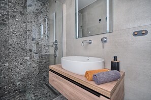 Hair dryer, towels, toilet paper
