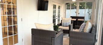 2-bedroom house with fully fenced in backyard with private pool.