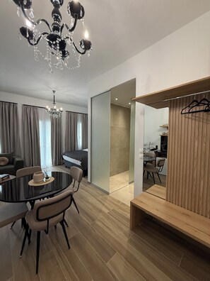 Superior Apartment, Balcony, City View | Living area | TV - The Jax Luxury City Suites (Igoumenitsa)