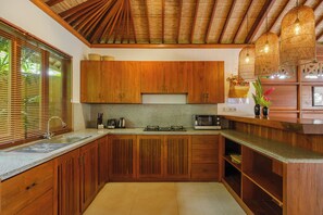Villa, Balcony, Pool View | Private kitchen | Electric kettle