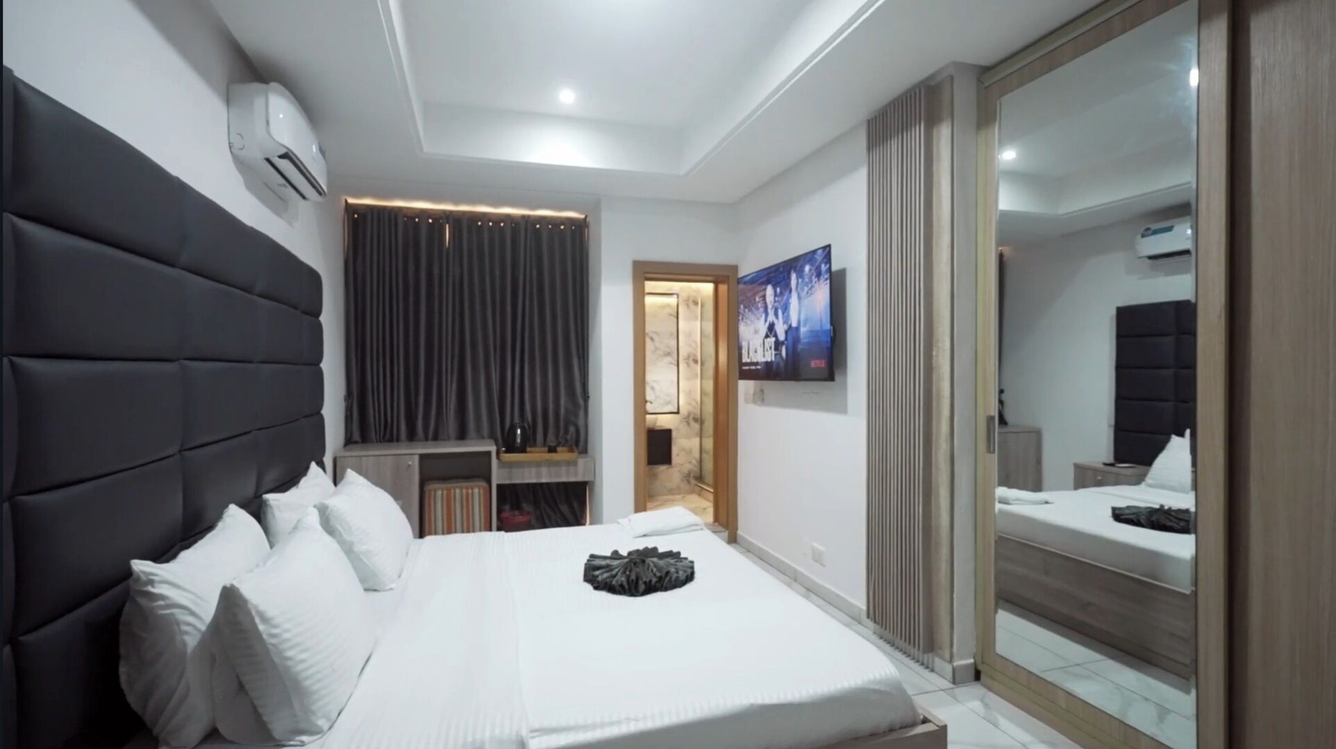 Premium bedding, blackout curtains, free WiFi, bed sheets