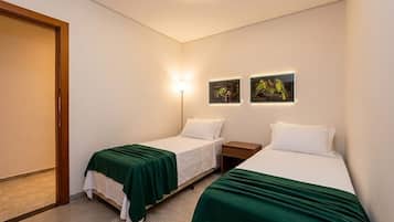 Desk, laptop workspace, free WiFi, bed sheets