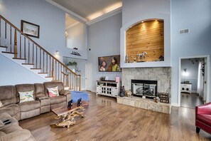TV, fireplace, video games, table tennis