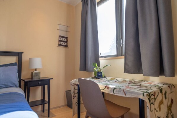 1 slaapkamer, een bureau, een strijkplank/strijkijzer, wifi