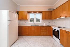 Fridge, oven, stovetop, coffee/tea maker