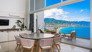 Luxury Apartment, 4 Bedrooms, Balcony, Ocean View | Living area | 49-inch flat-screen TV with digital channels, Netflix