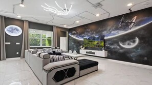 Smart TV, video games, DVD player, table football