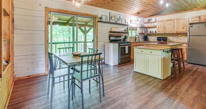 Pond & Fire Pit: Charming Log Cabin near Blue Rock