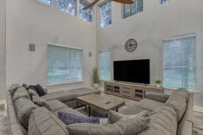 Smart-TV, Kamin, Bücher, Arbeitsbereiche