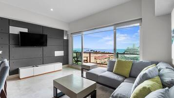 65 inci sebuah televisyen pintar dengan kabel, pejabat