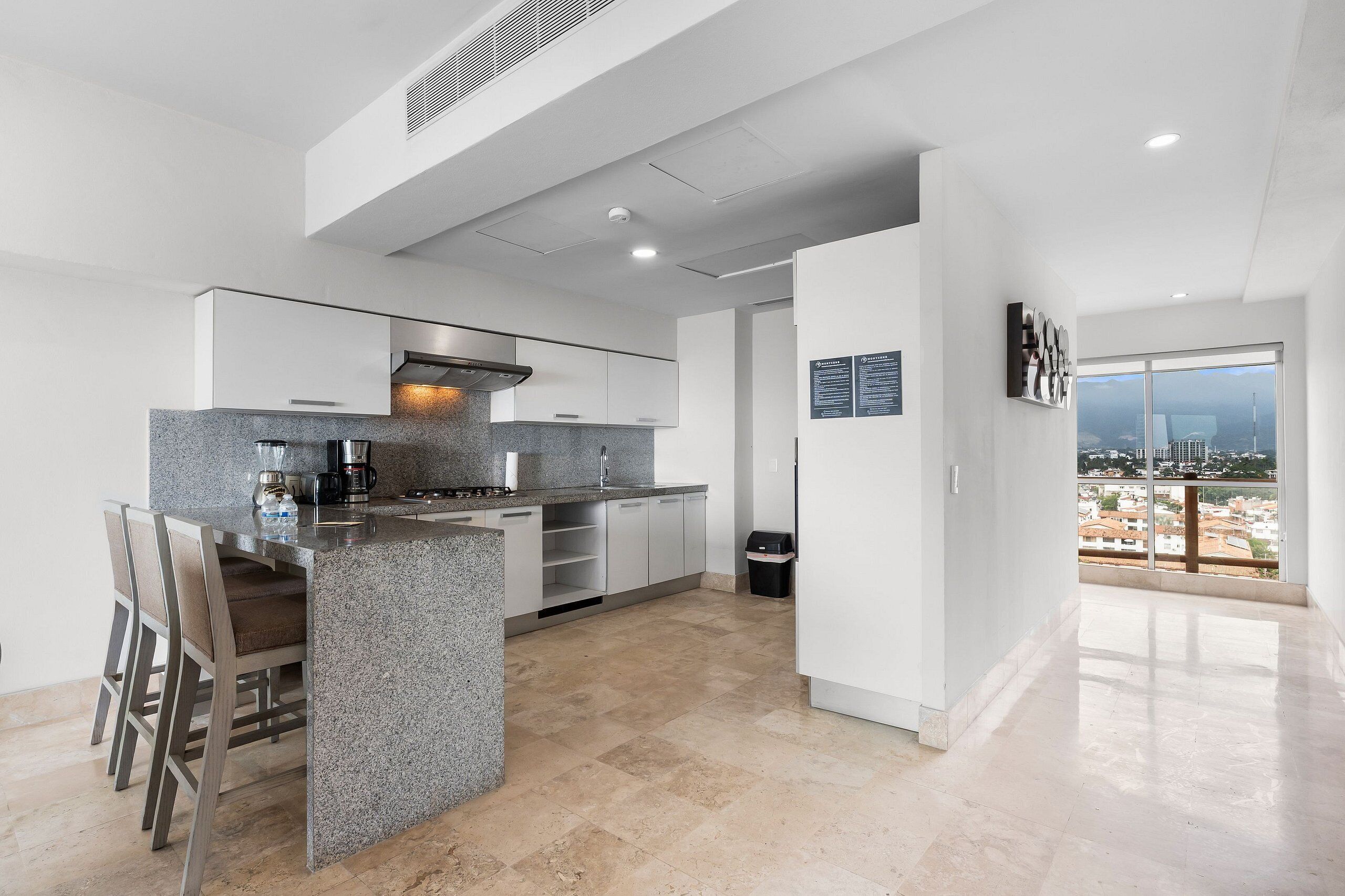 Full-sized fridge, microwave, stovetop, espresso maker