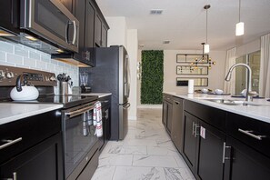 Fridge, microwave, oven, dishwasher