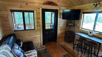 TV connectée, cheminée, lecteur de DVD