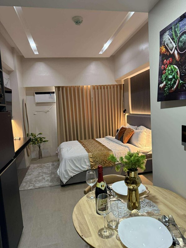 1 bedroom, desk, soundproofing, iron/ironing board