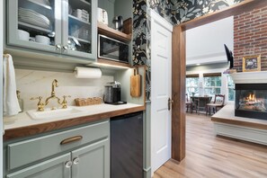 Fridge, microwave, coffee/tea maker