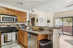 Microwave, oven, stovetop, dishwasher