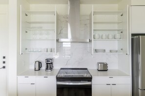 Fridge, microwave, oven, dishwasher