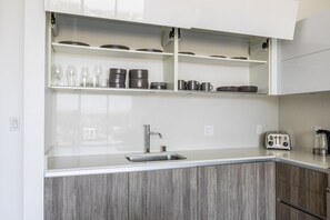 Fridge, microwave, oven, dishwasher