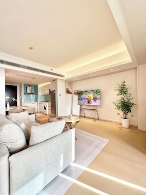 Senior Double Room | Living area | Heated floors - Yoki shimao international apartment (Beijing)
