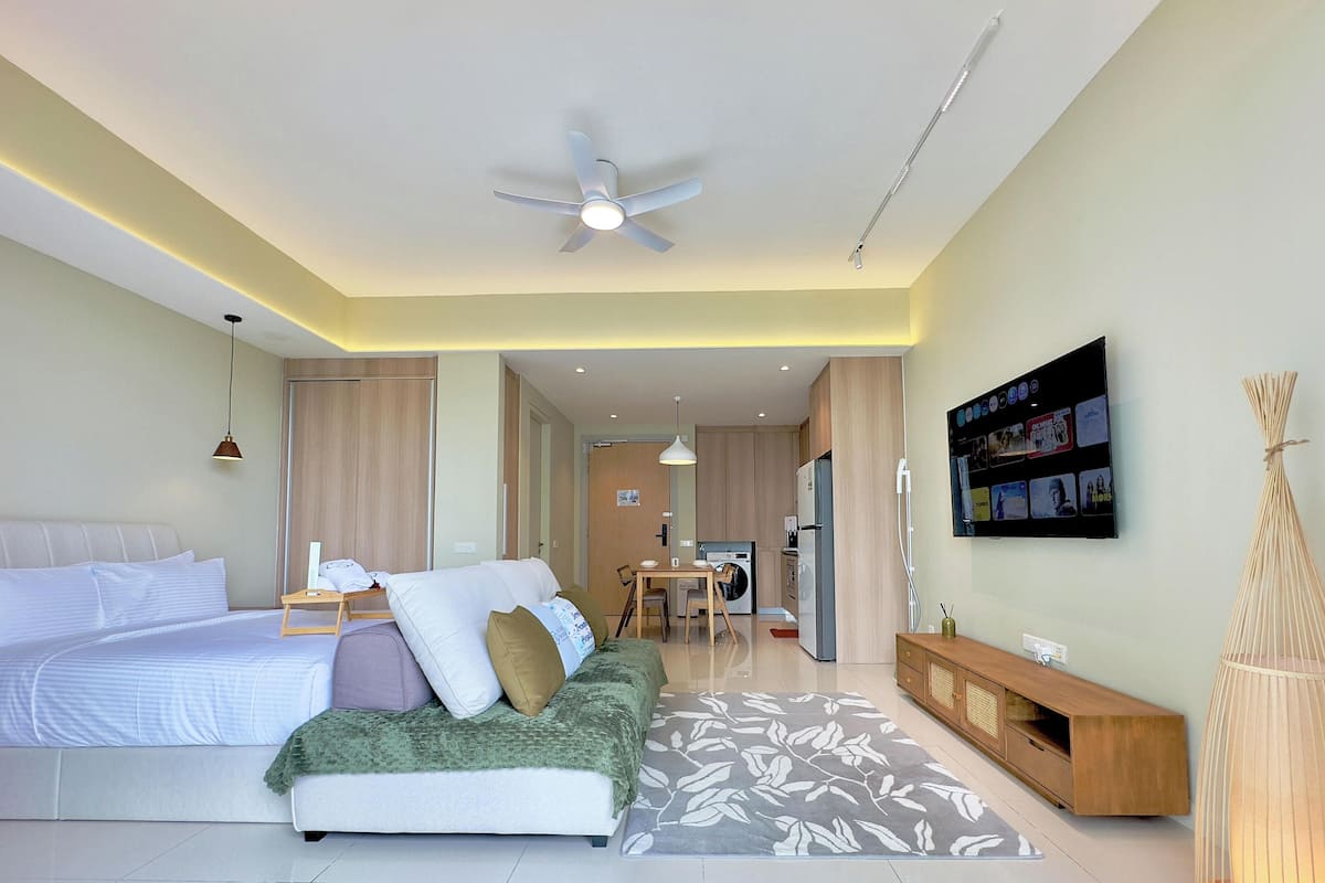 Comfort studio, 1 queensize bed met slaapbank | Woonruimte