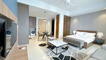 Blackout curtains, iron/ironing board, free WiFi