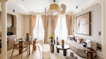 Apartment, City View | Living area | 43-inch Smart TV with cable channels, Netflix, streaming services
