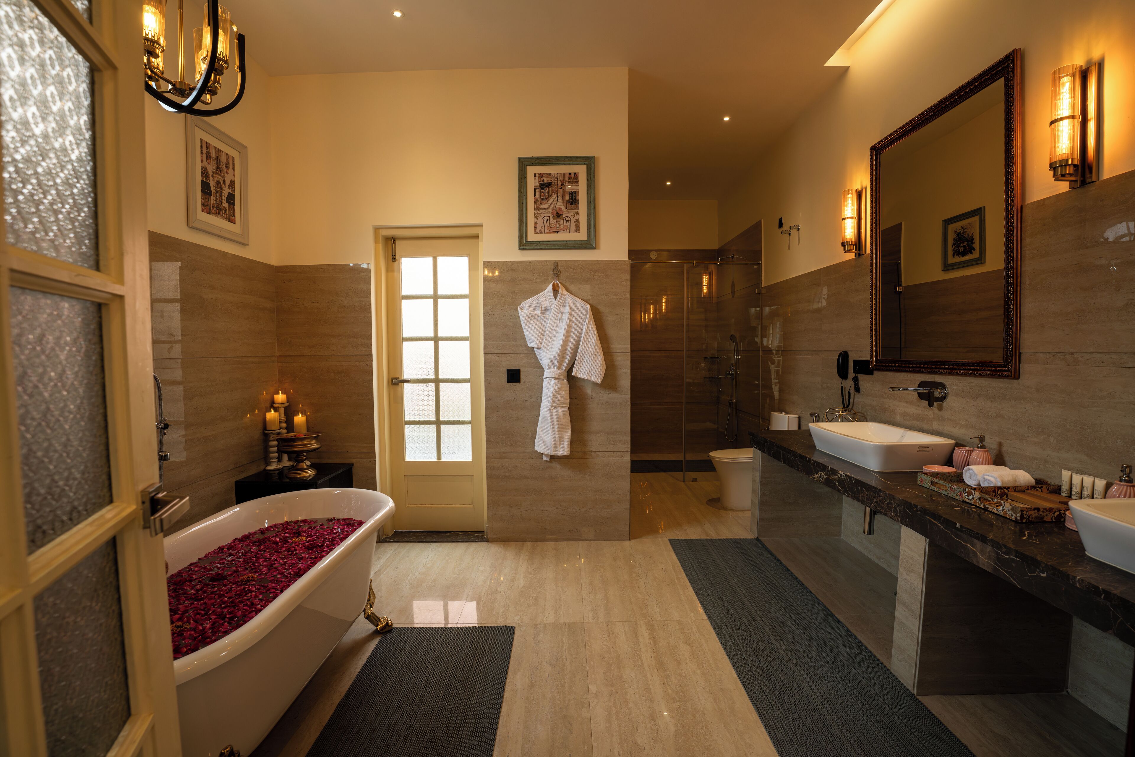 Villa Rosa with Private Pool and Romantic Day Bed and Open Shower | Bathroom | Designer toiletries, hair dryer, bathrobes, slippers
