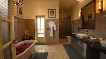 Villa Rosa with Private Pool and Romantic Day Bed and Open Shower | Bathroom | Designer toiletries, hair dryer, bathrobes, slippers