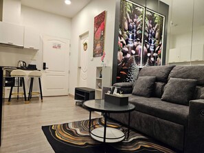 Condo, 1 Bedroom, Balcony | Living room - 12th Floor Cozy Studio Room, 5-10 Mins Walk to Iconsiam and BTS (Bangkok)