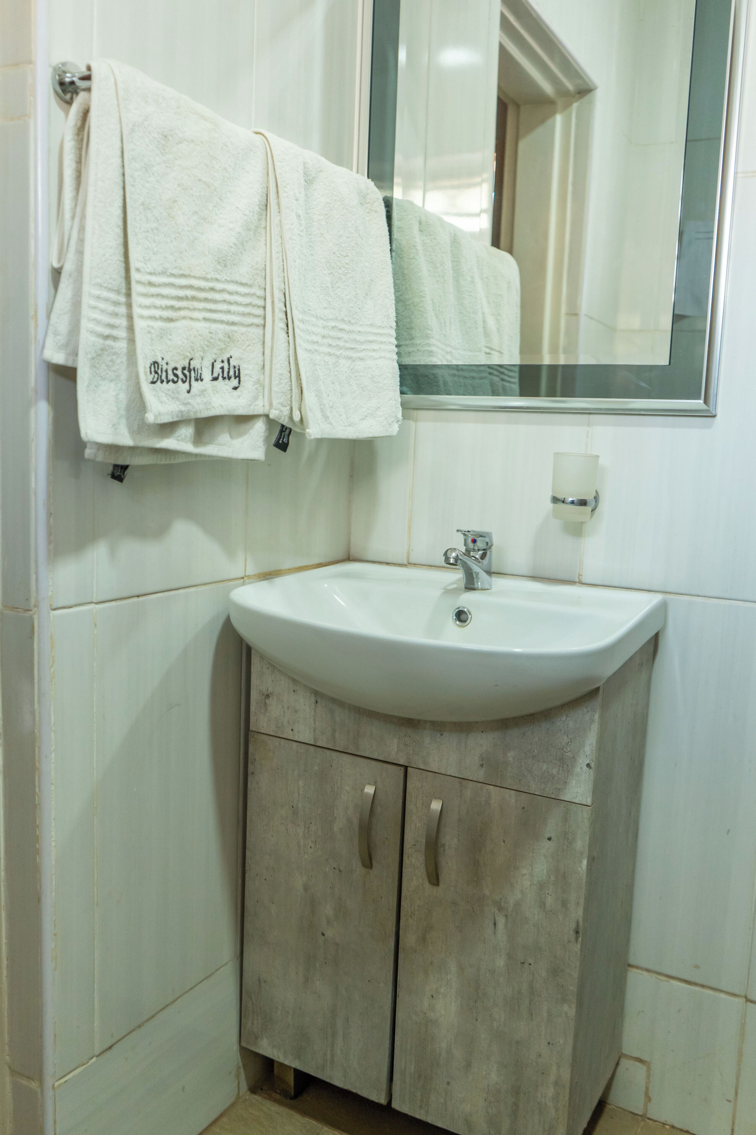 Shower, towels, soap, shampoo