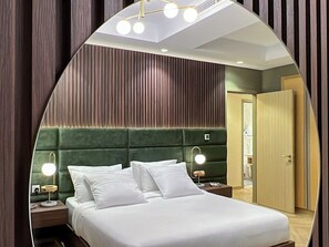 Deluxe Apartment, City View | Premium bedding, down comforters, memory foam beds, in-room safe