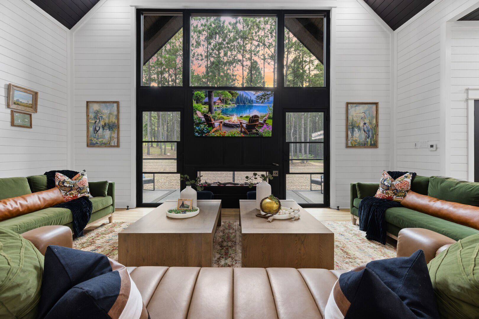 Smart TV, fireplace, video games