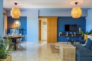 Apartment, 2 Bedrooms, Kitchen, Sea View | Living room | 42-inch Smart TV with digital channels, streaming services - Bayview 2-BR Apartment in Larnaca (Larnaca)