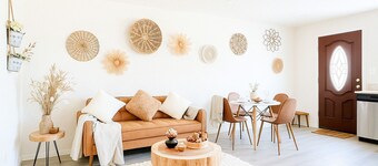 Walk to Google 3BR Home Yard & Kitchen