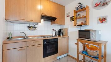 Fridge, microwave, coffee/tea maker, highchair