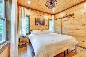 House (2 Bedrooms) | Interior - Hot Tub & Deck: Riverfront Mccaysville Cabin! (McCaysville)