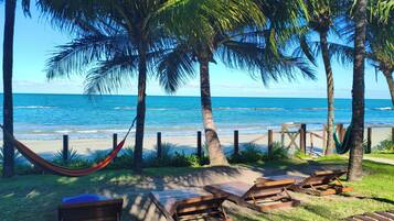 On the beach, white sand