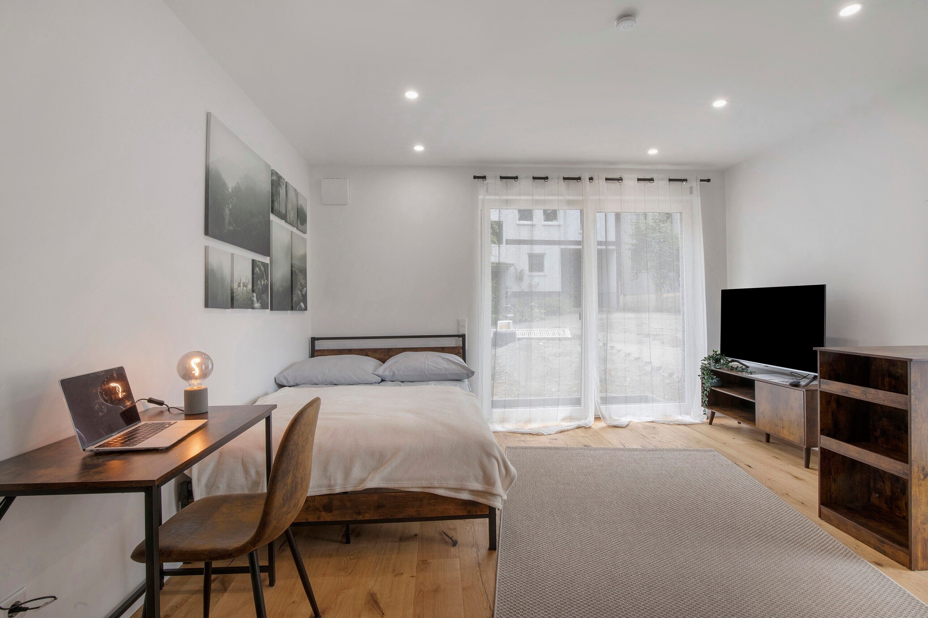 1 室のベッドルーム、WiFi、ベッドシーツ、車椅子でアクセスできる設備