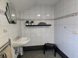 Douche, séchoir à cheveux, serviettes fournies