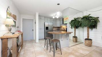 Condo, Multiple Beds, Patio, Garden View (The Condor) | Private kitchen | Fridge, microwave, oven, stovetop