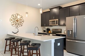 Fridge, microwave, oven, dishwasher