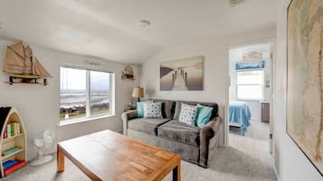 Tv, eldstad och böcker