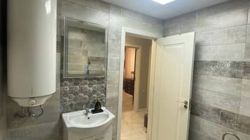 Douche, sèche-cheveux, serviettes fournies, papier toilette