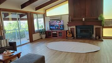 Smart TV, fireplace, video games, books