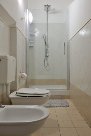 Dusche, Haartrockner, Bidet, Handtücher