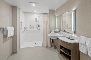 Suite, 1 King Bed with Sofa bed (Mobility/Hearing Access, Roll-in Shwr) | Bathroom | Hair dryer, towels, soap, shampoo - Springhill Suites Pittsburgh Airport (Coraopolis)