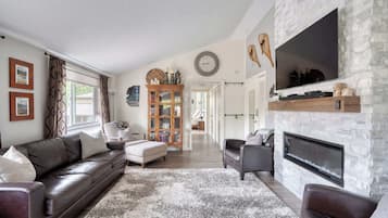 TV, fireplace, video games, offices