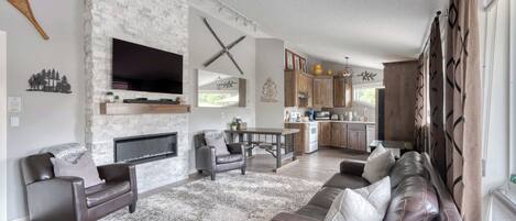 TV, fireplace, video games, offices