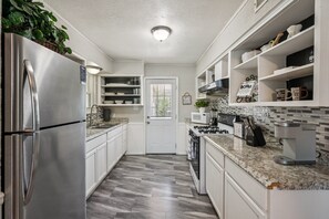 Fridge, microwave, oven, dishwasher