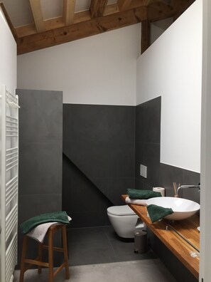 Suihku, hiustenkuivaaja, pyyhkeet